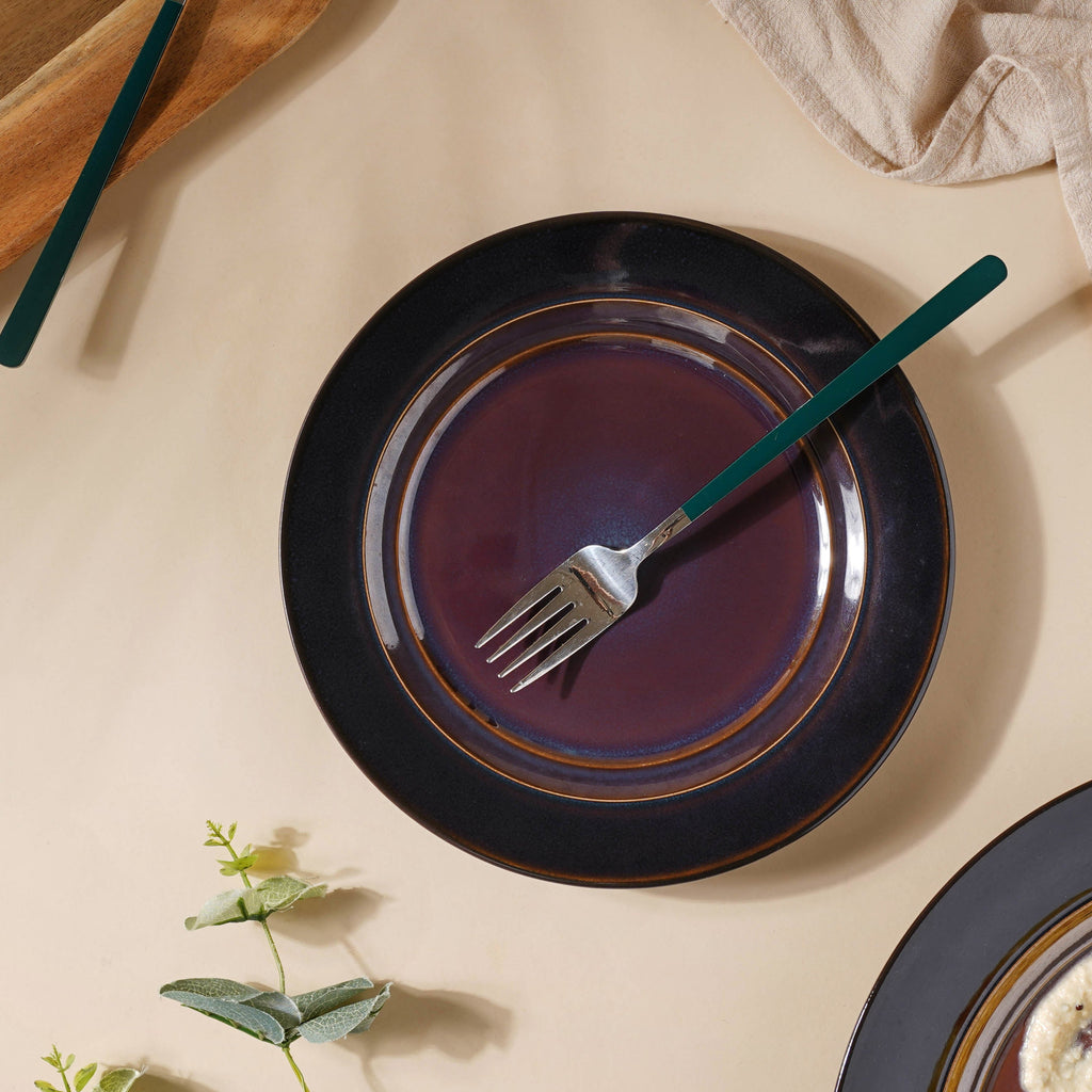 Glazed Ceramic Brown Snack Plate 8.5 Inch Nestasia