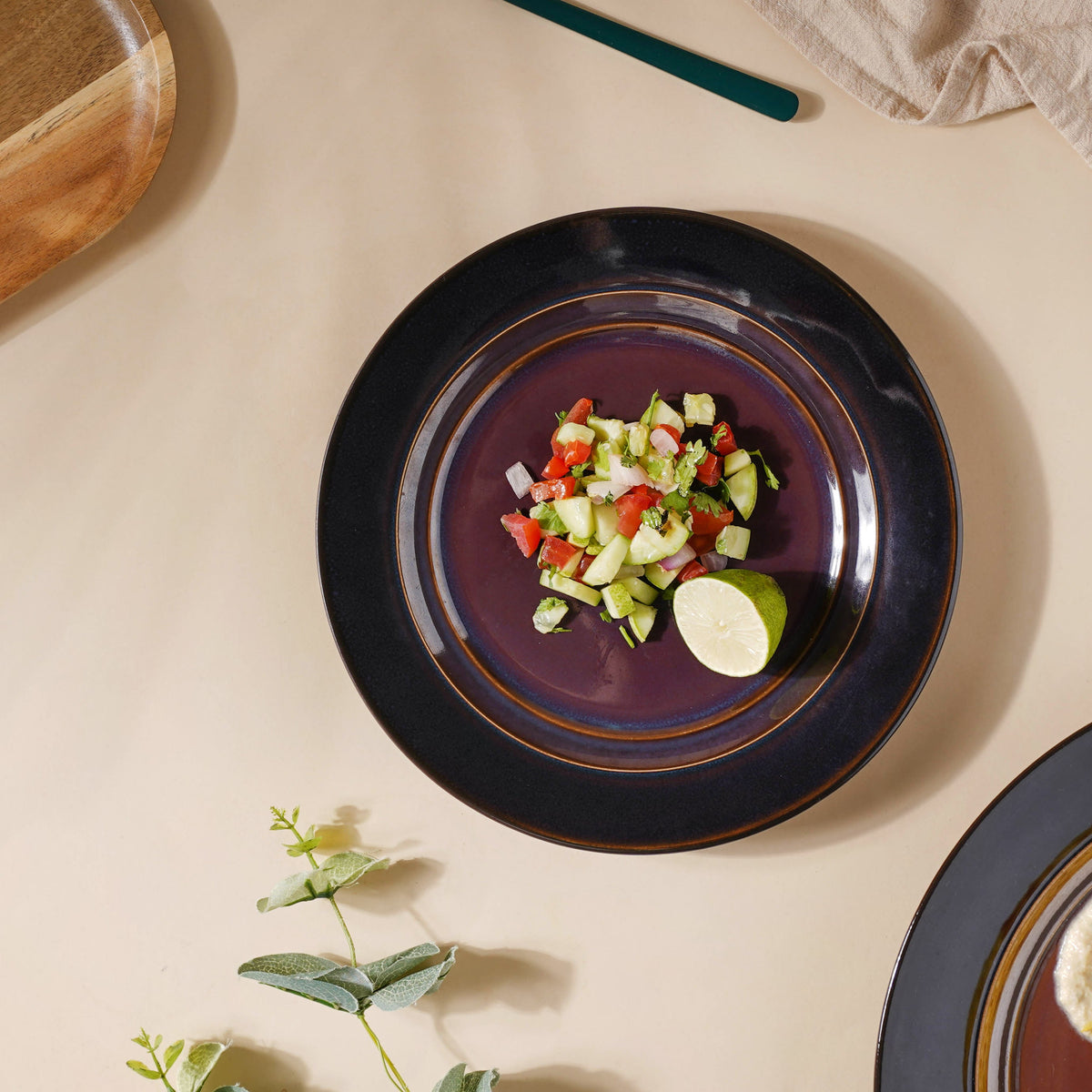 Glazed Ceramic Brown Snack Plate 8.5 Inch Nestasia