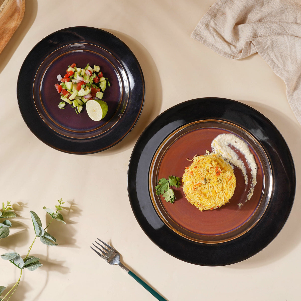 Glazed Ceramic Brown Snack Plate 8.5 Inch Nestasia