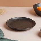Earthen Stoneware Snack Plate Matte Black 8.5 Inch Nestasia