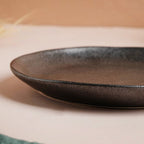 Earthen Stoneware Snack Plate Matte Black 8.5 Inch Nestasia