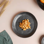 Earthen Stoneware Snack Plate Matte Black 8.5 Inch Nestasia