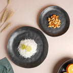 Earthen Stoneware Snack Plate Matte Black 8.5 Inch Nestasia