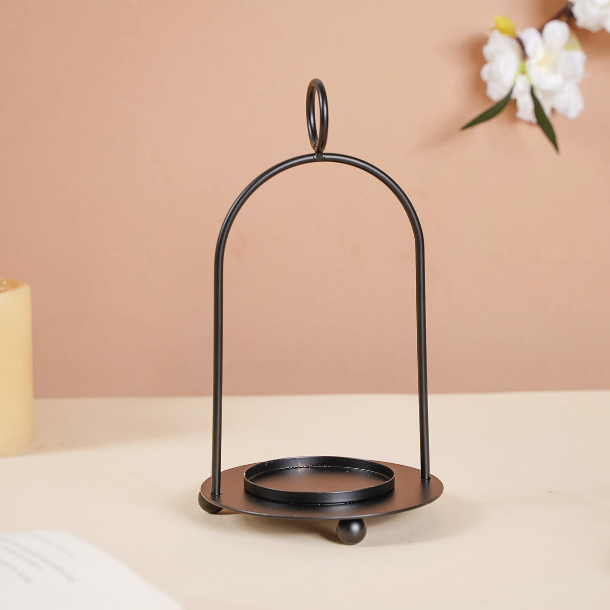 Black Metal Candle Stand Set of 2 Nestasia