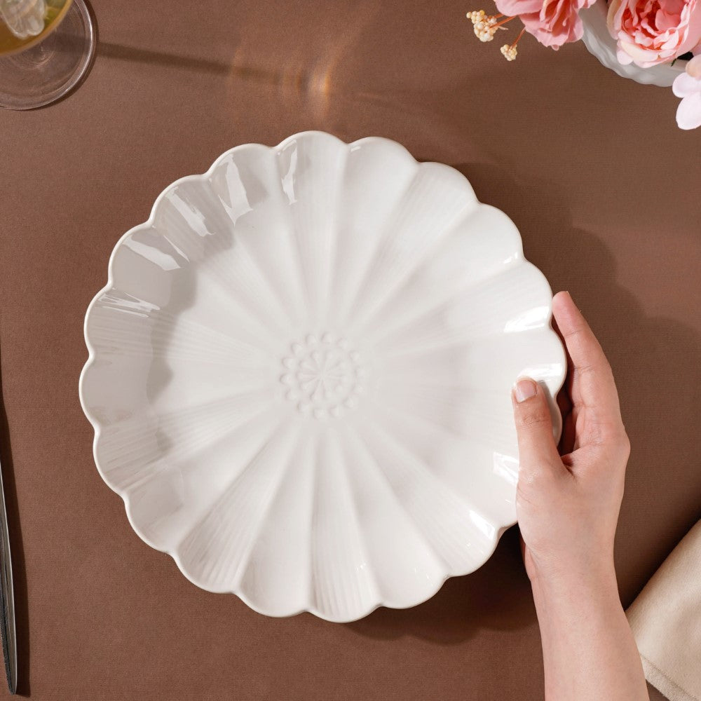 Ocean Ceramic Dinner Plate White 10 Inch Nestasia