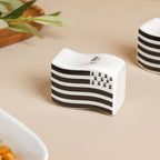 Wavy Ceramic Salt And Pepper Shakers Set Black And White Nestasia