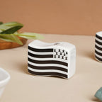 Wavy Ceramic Salt And Pepper Shakers Set Black And White Nestasia