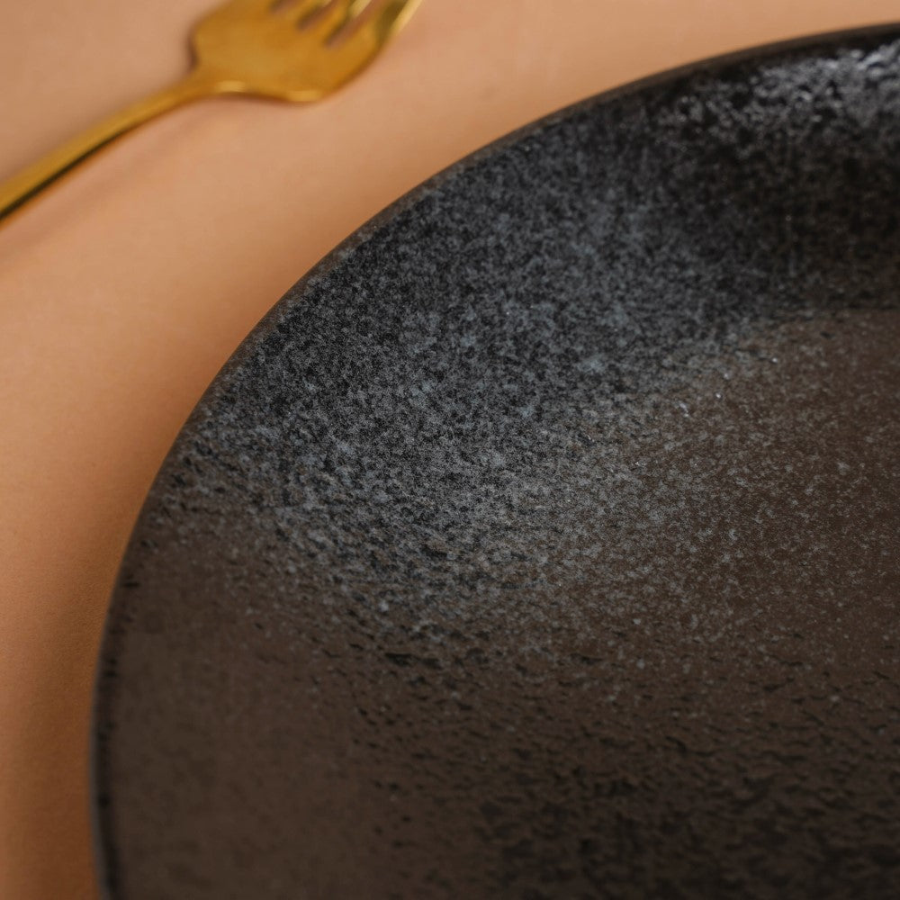 Onyx Finish Stoneware Dinner Plate Black 9.8 Inch Nestasia
