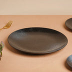 Onyx Finish Stoneware Dinner Plate Black 9.8 Inch Nestasia