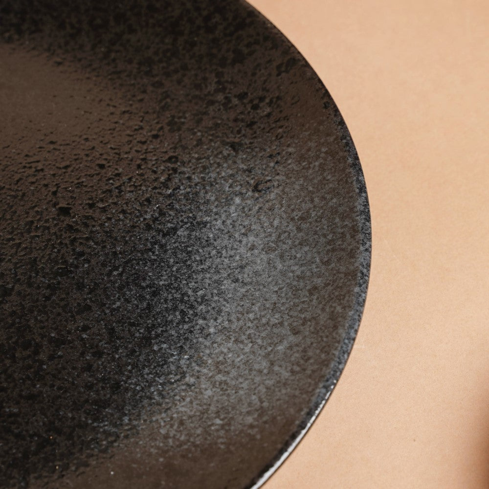 Onyx Finish Stoneware Dinner Plate Black 9.8 Inch Nestasia