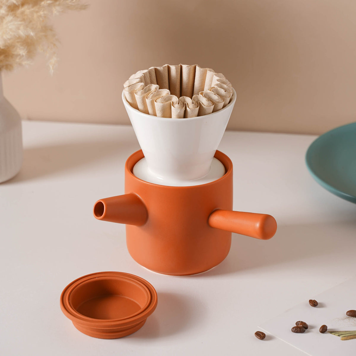 Pour Over Coffee Pot Set Orange 400 ml Nestasia