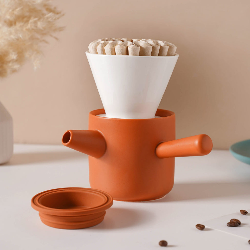 Pour Over Coffee Pot Set Orange 400 ml Nestasia