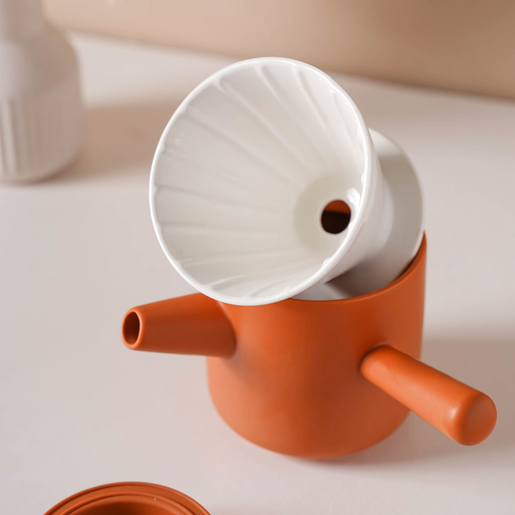 Pour Over Coffee Pot Set Orange 400 ml Nestasia