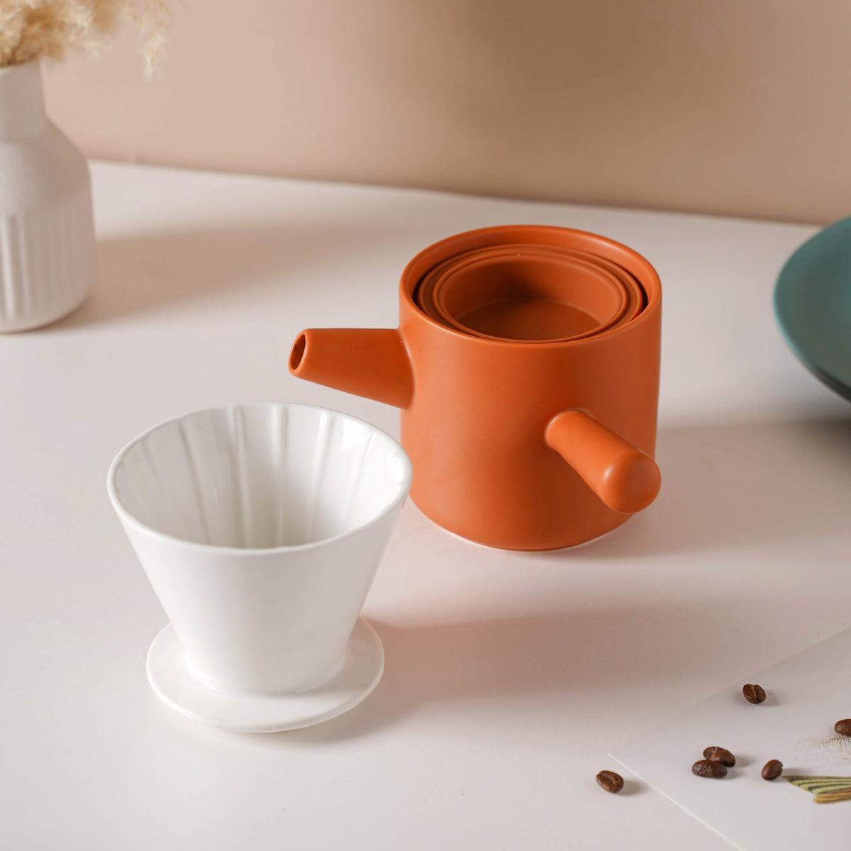 Pour Over Coffee Pot Set Orange 400 ml Nestasia