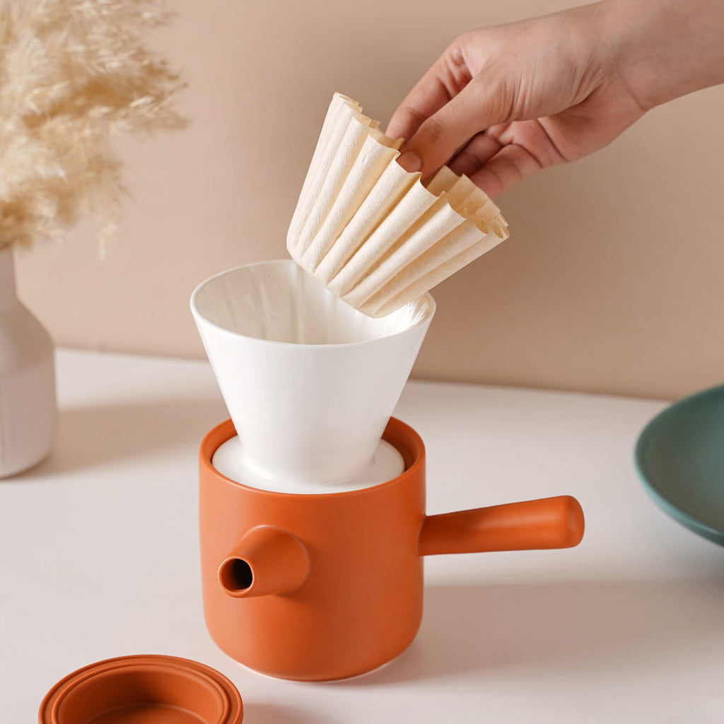 Pour Over Coffee Pot Set Orange 400 ml Nestasia