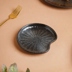 Onyx Finish Stoneware Dessert Plate Black Nestasia