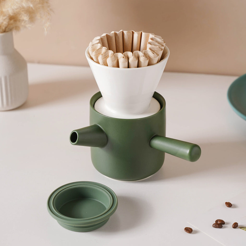 Pour Over Coffee Pot Set Green 400 ml Nestasia