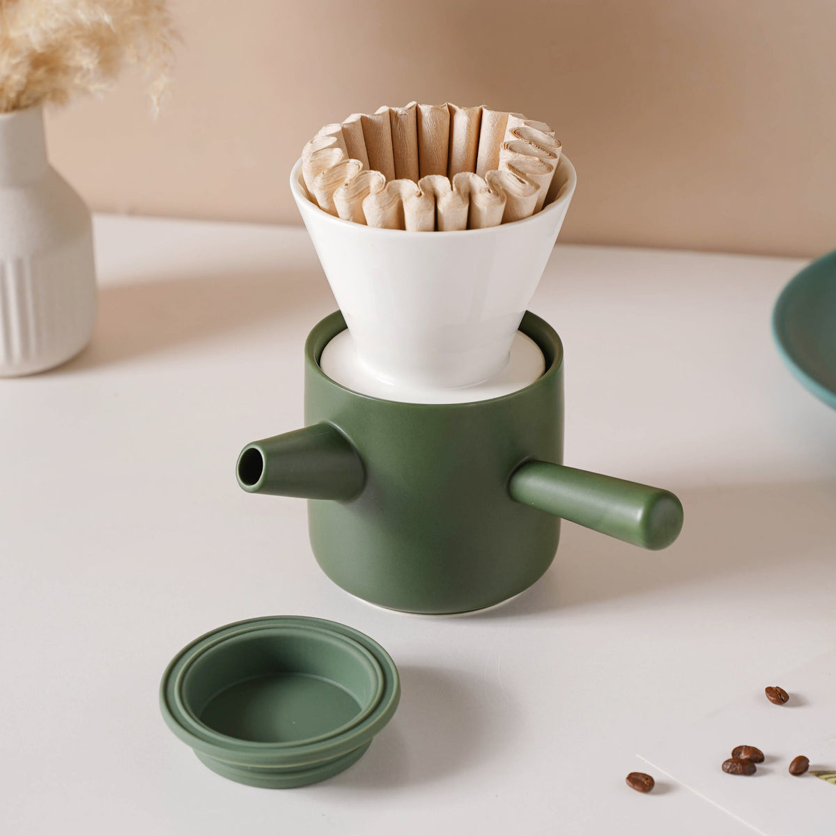 Pour Over Coffee Pot Set Green 400 ml Nestasia