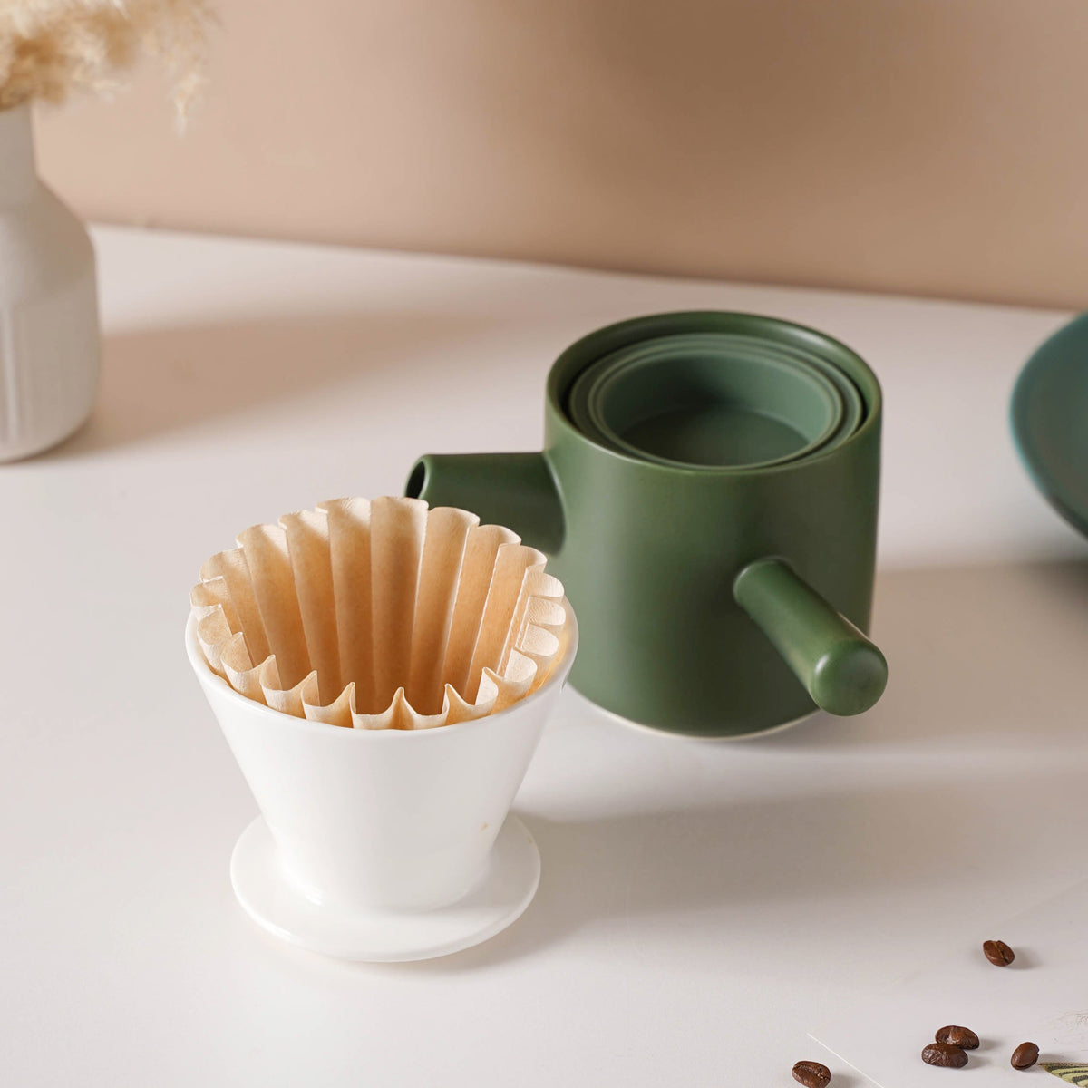 Pour Over Coffee Pot Set Green 400 ml Nestasia