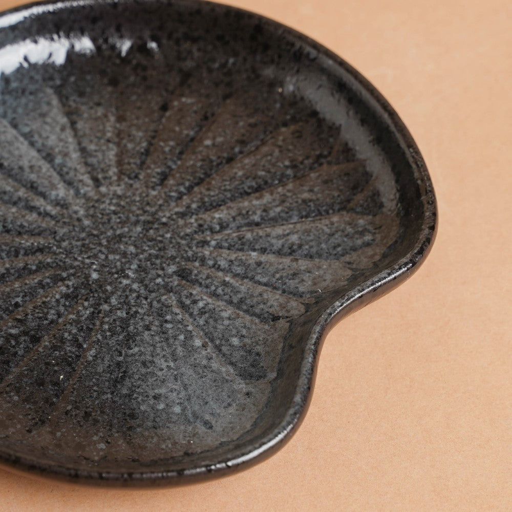Onyx Finish Stoneware Dessert Plate Black Nestasia