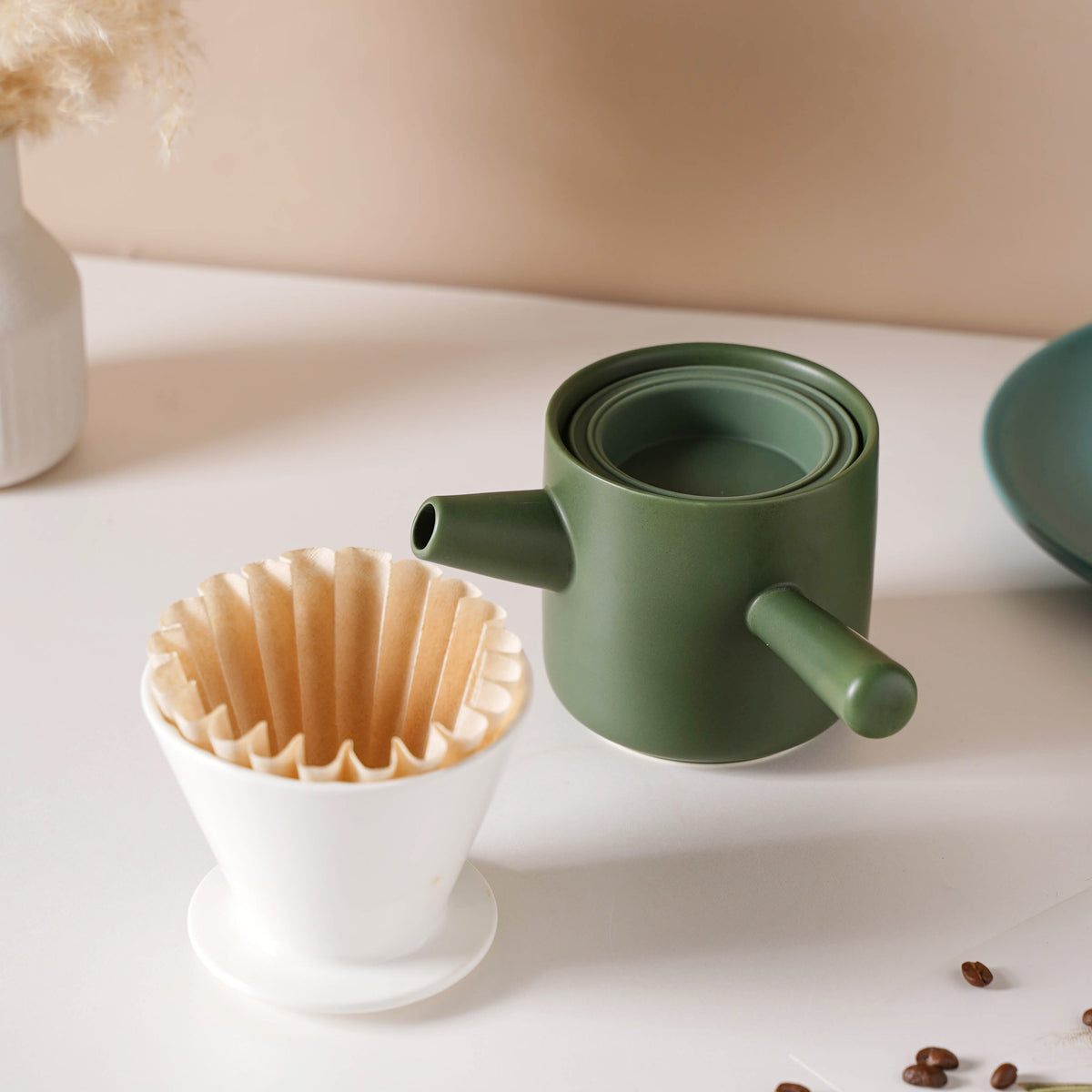 Pour Over Coffee Pot Set Green 400 ml Nestasia