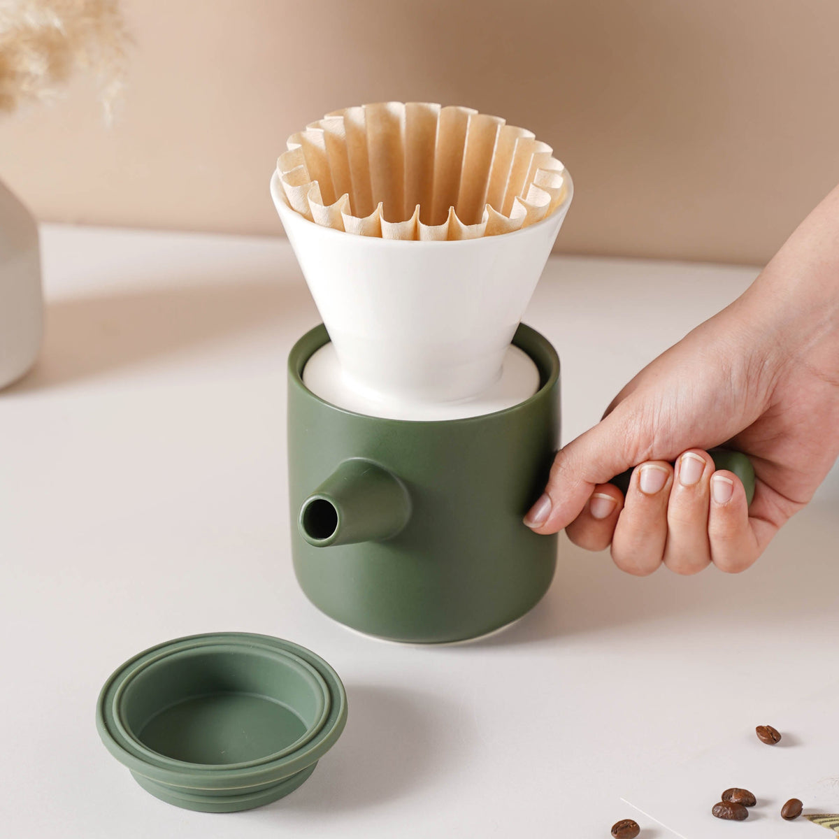 Pour Over Coffee Pot Set Green 400 ml Nestasia