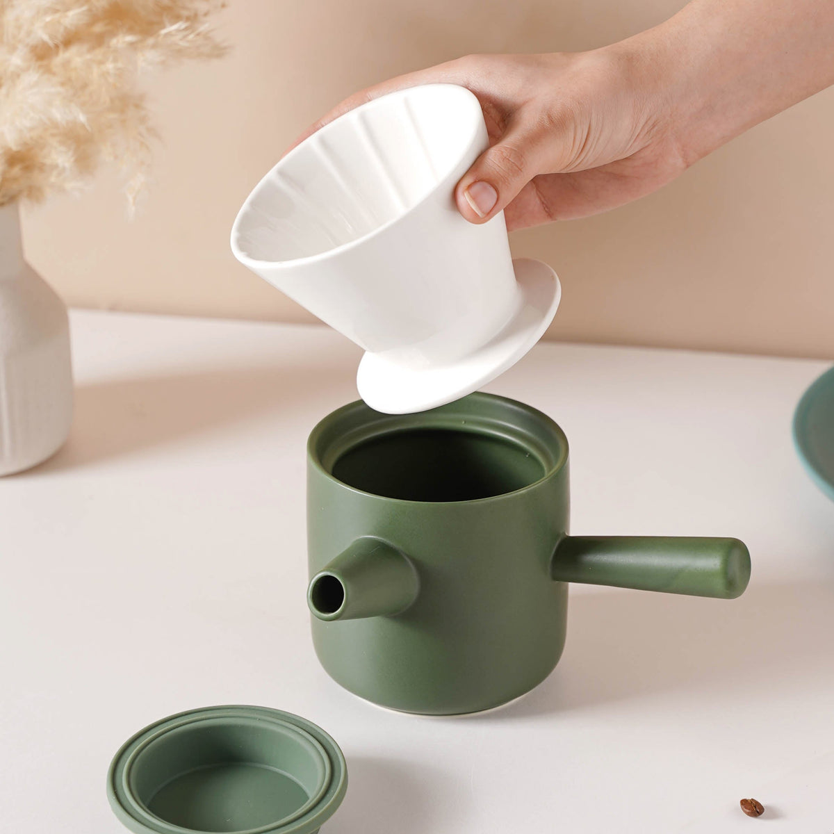 Pour Over Coffee Pot Set Green 400 ml Nestasia