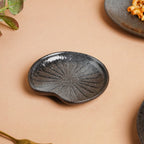 Onyx Finish Stoneware Dessert Plate Black Nestasia