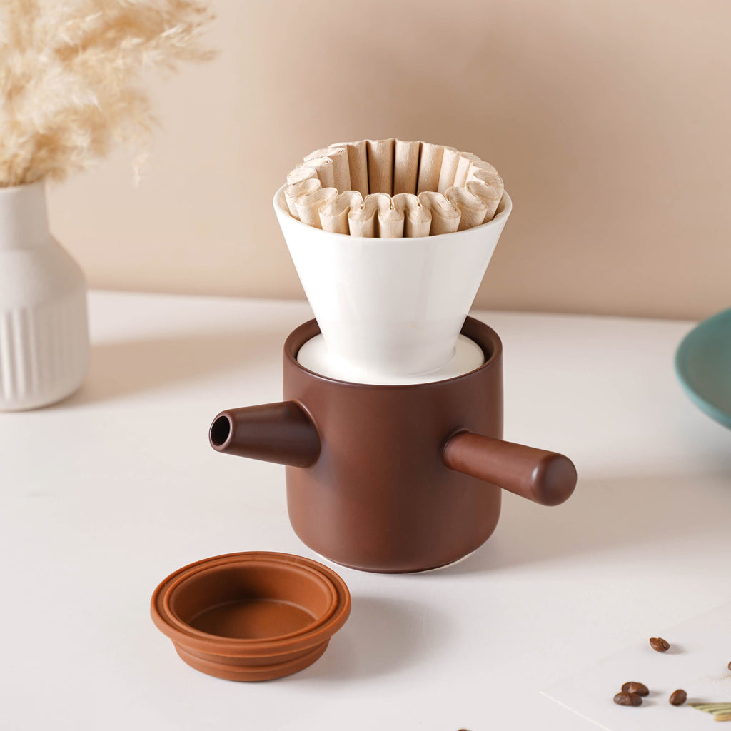 Pour Over Coffee Pot Set Brown 400 ml Nestasia