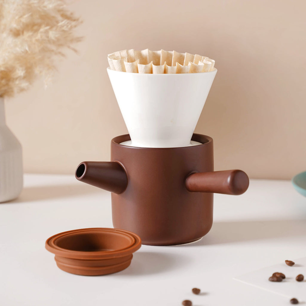 Pour Over Coffee Pot Set Brown 400 ml Nestasia