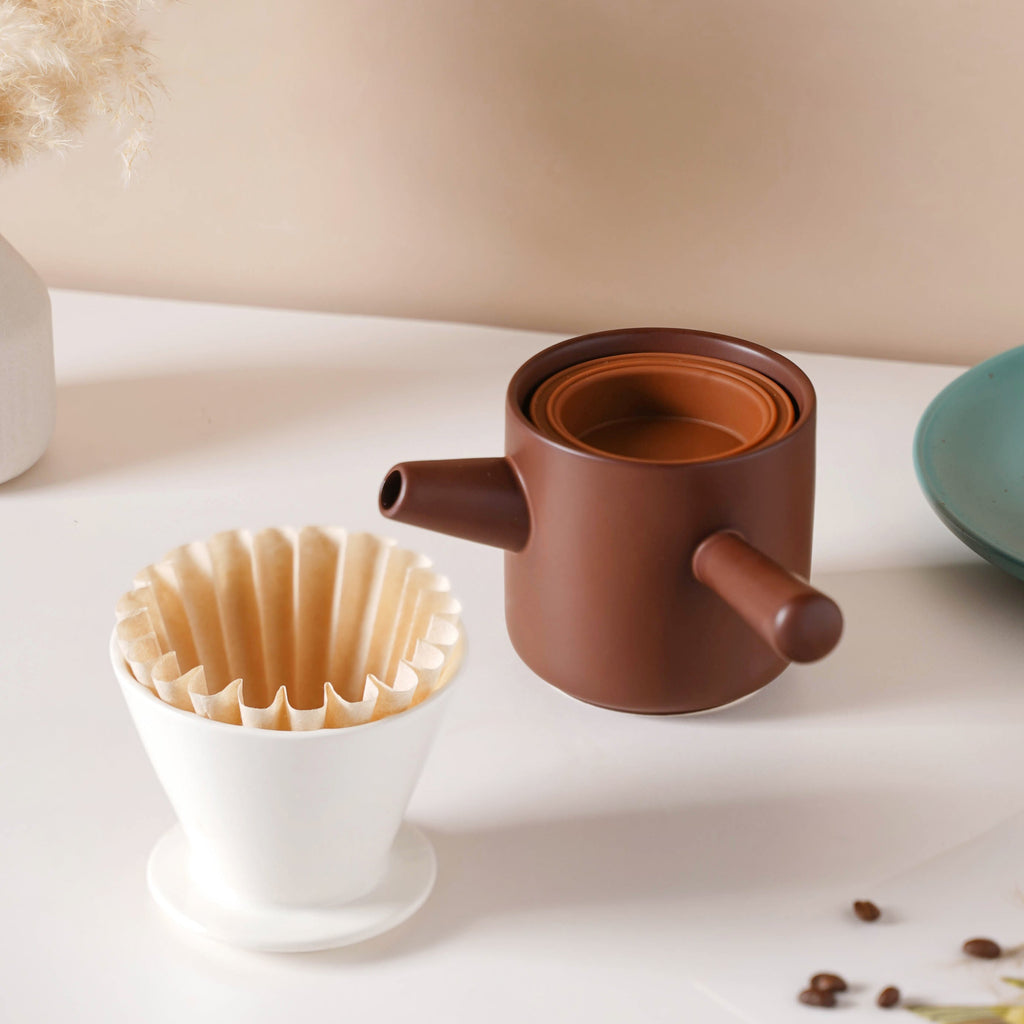 Pour Over Coffee Pot Set Brown 400 ml Nestasia
