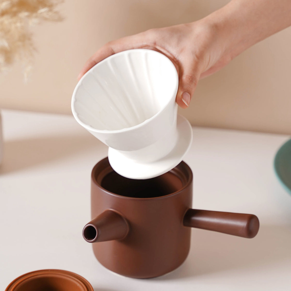 Pour Over Coffee Pot Set Brown 400 ml Nestasia