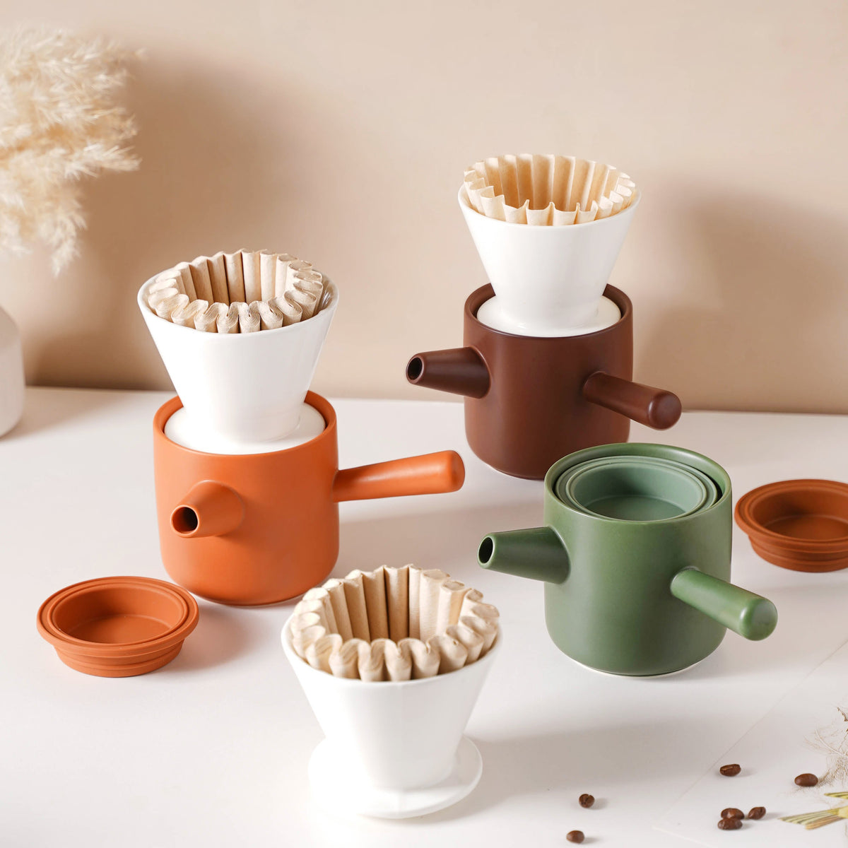 Pour Over Coffee Pot Set Brown 400 ml Nestasia