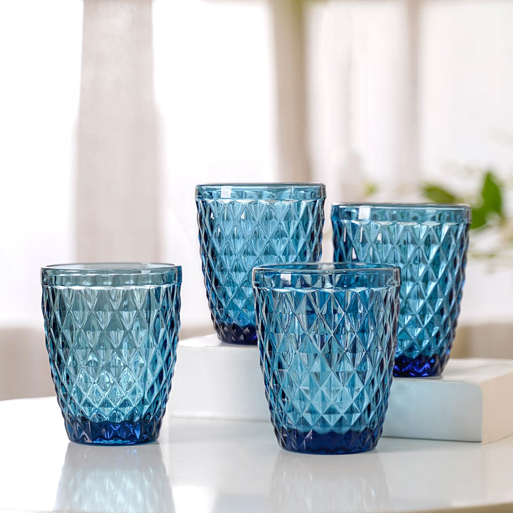 Aqua Blue Glassware Set of 4 Nestasia