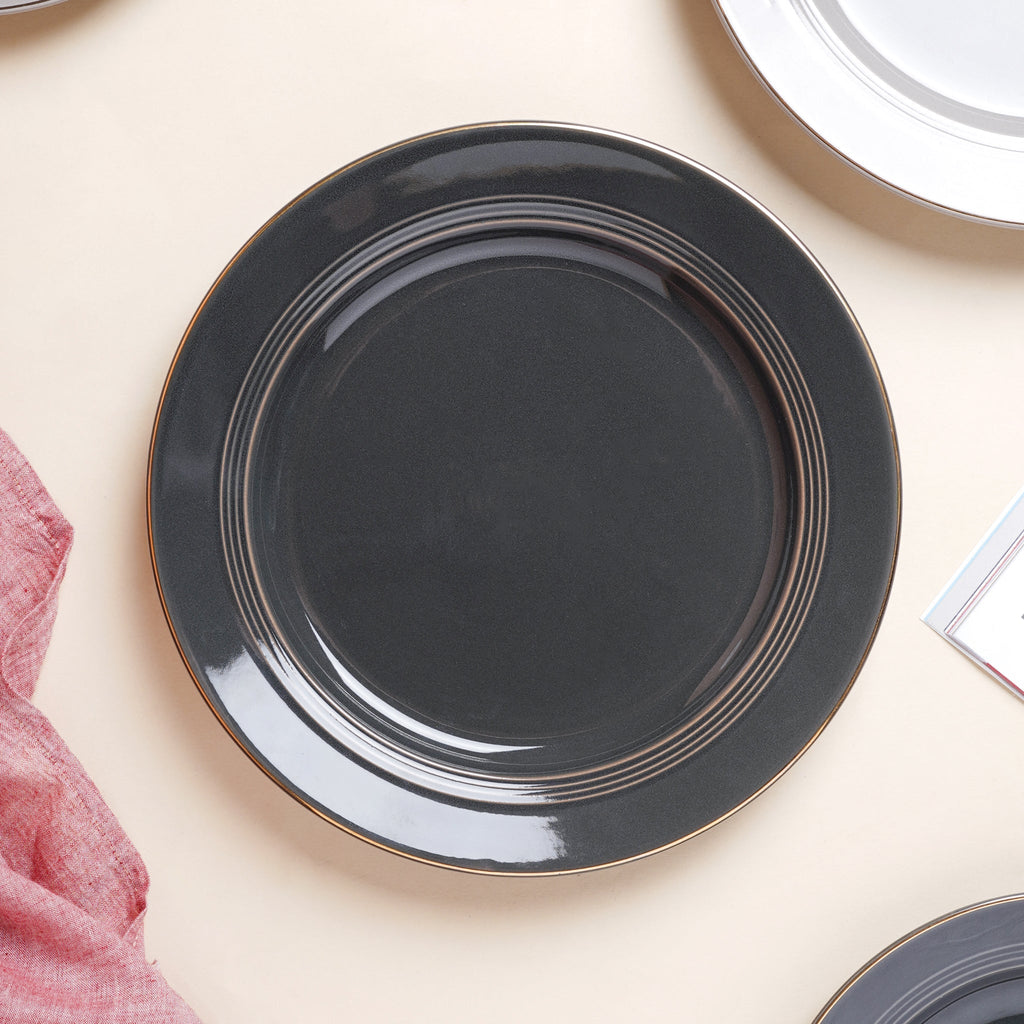 Ceramic Clay Snack Plate Black 8 Inch Nestasia