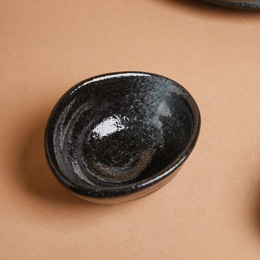 Onyx Finish Stoneware Dip Bowl Charcoal Black 50ml Nestasia
