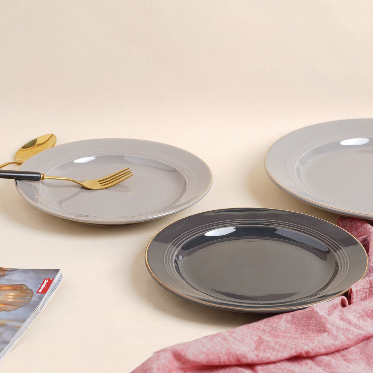 Ceramic Clay Snack Plate Black 8 Inch Nestasia