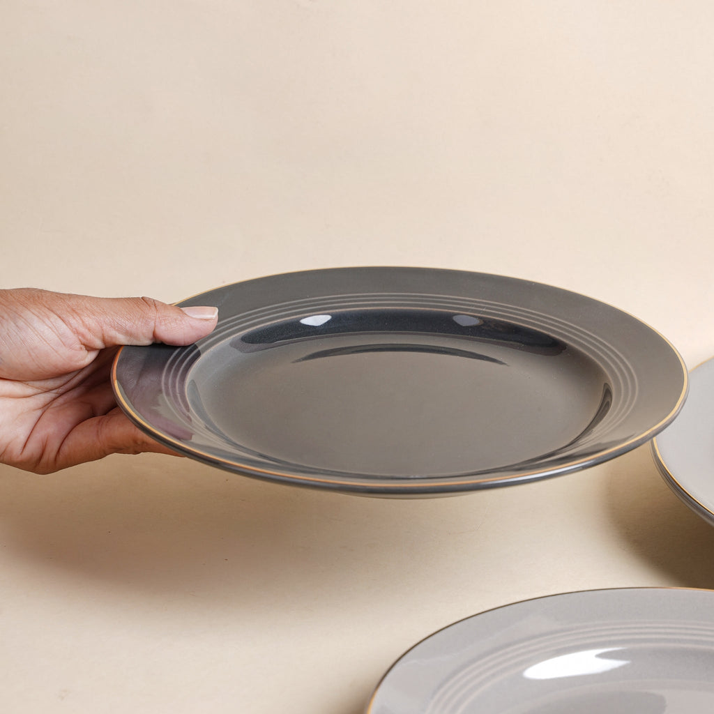 Ceramic Clay Snack Plate Black 8 Inch Nestasia