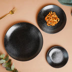 Onyx Finish Stoneware Dinner Plate Black 9.8 Inch Nestasia