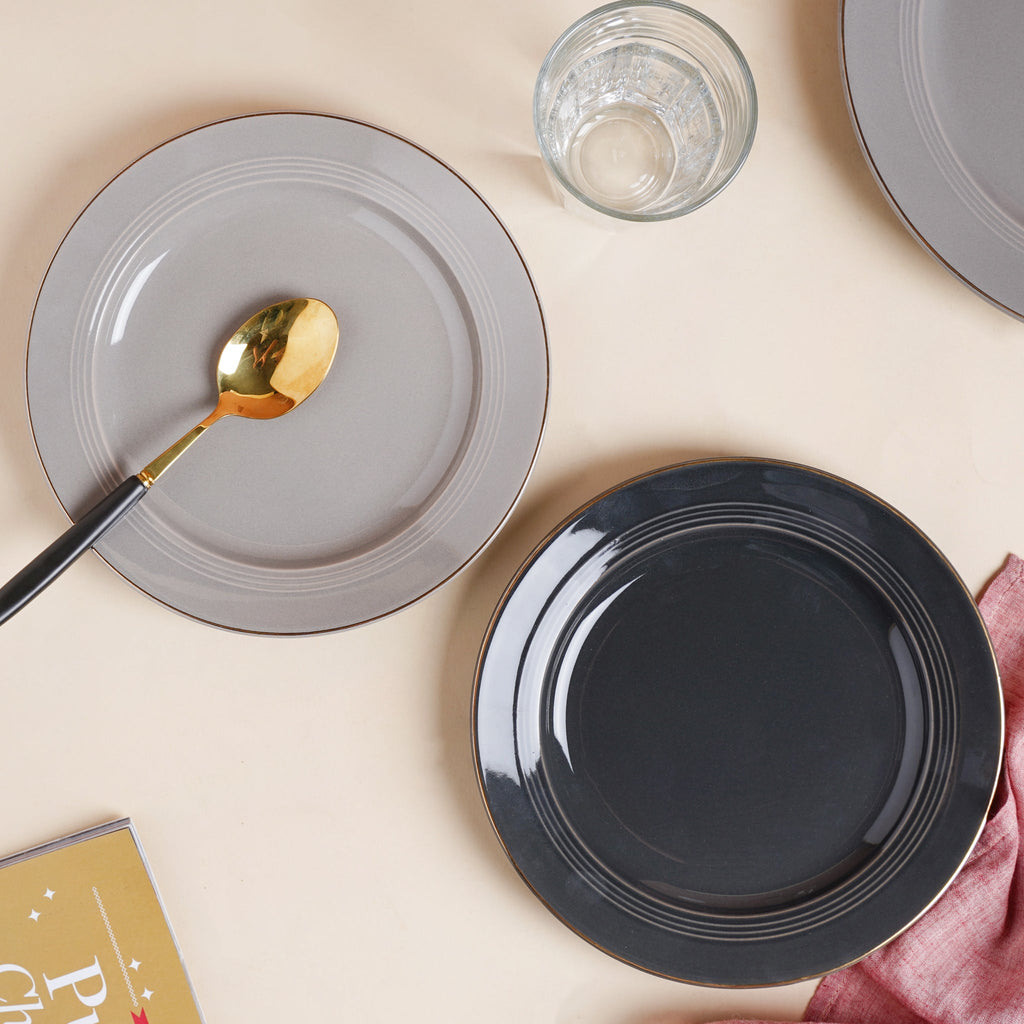 Ceramic Clay Snack Plate Black 8 Inch Nestasia