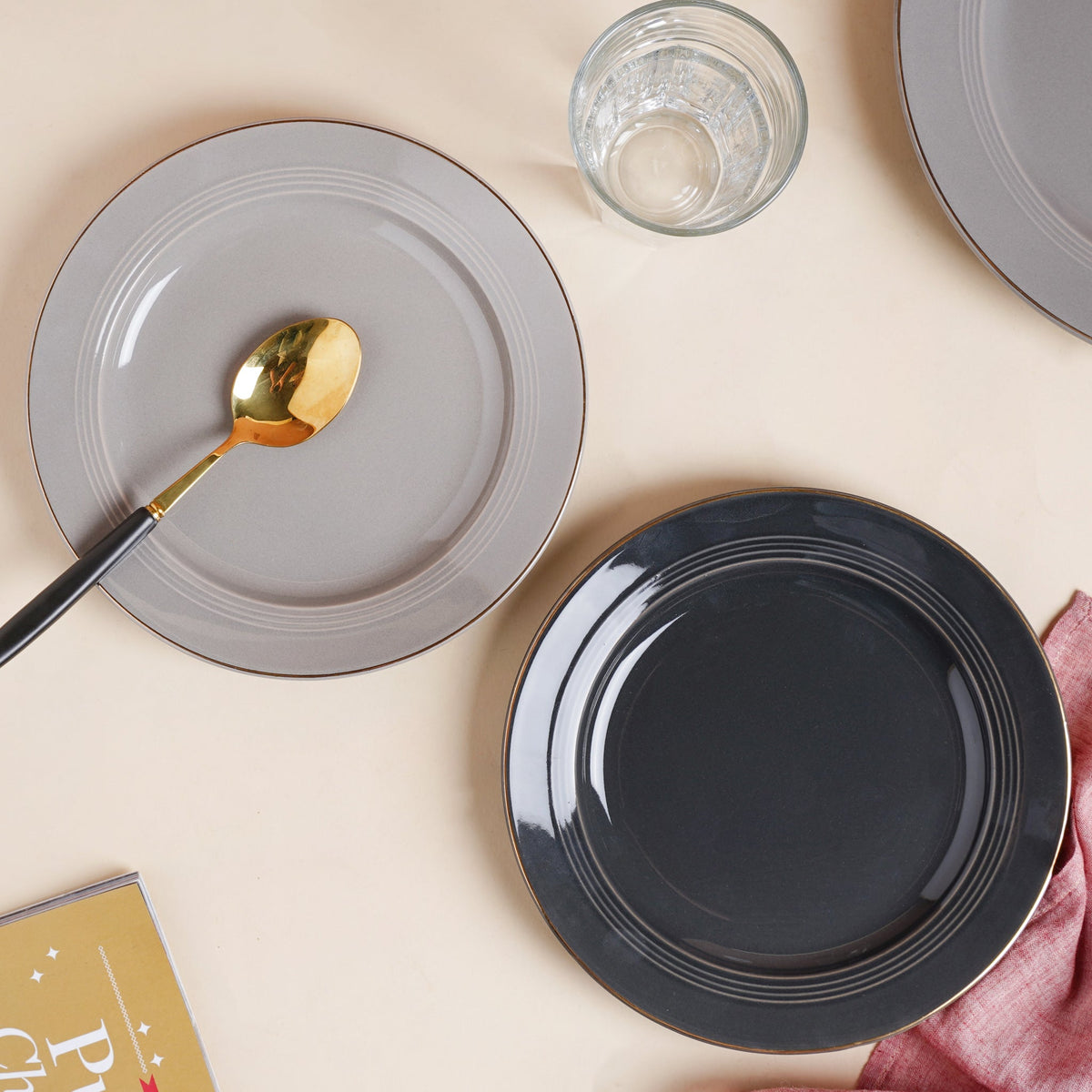 Ceramic Clay Snack Plate Black 8 Inch Nestasia