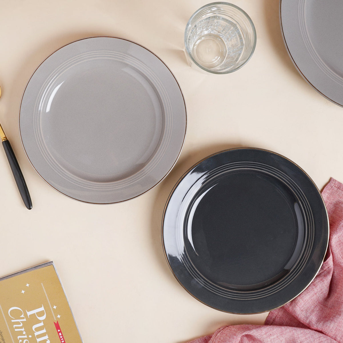 Ceramic Clay Snack Plate Black 8 Inch Nestasia