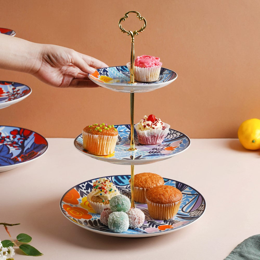 Spring Printed 3-Tier Dessert Display Stand Nestasia