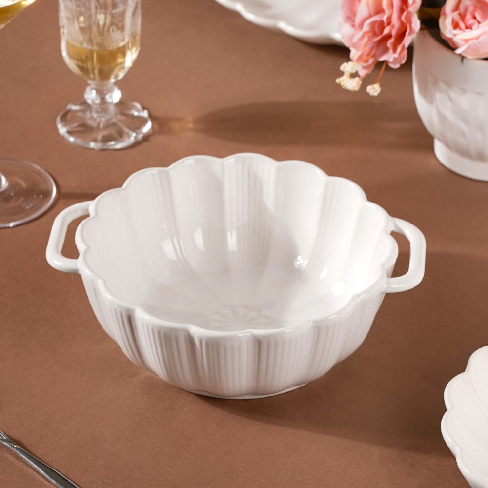 Ocean Serving Bowl with Handle White 600ml Nestasia