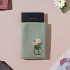 Flower Jar Two Fold Passport Cover Green Nestasia