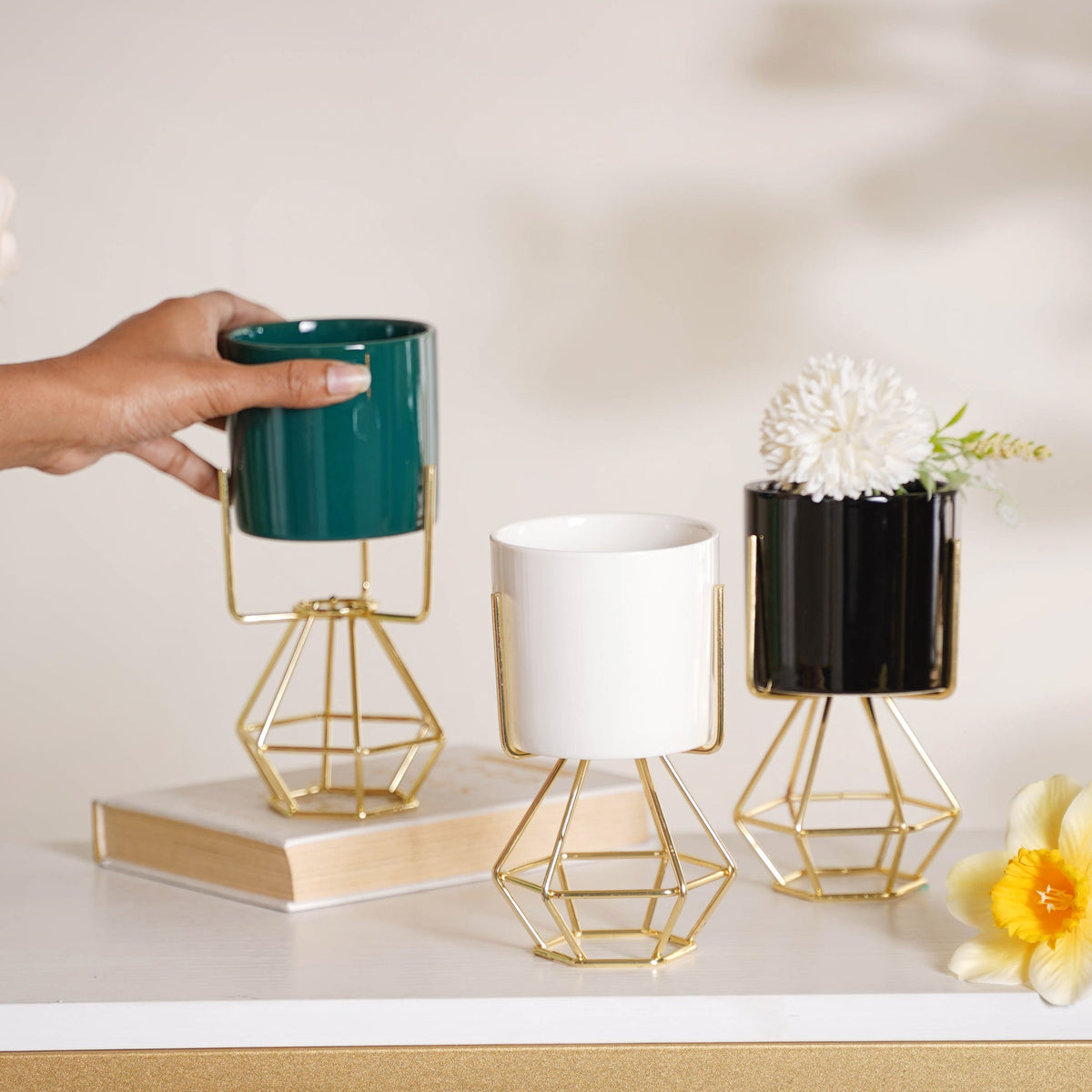 Designed Stand Cylindrical Pot Nestasia