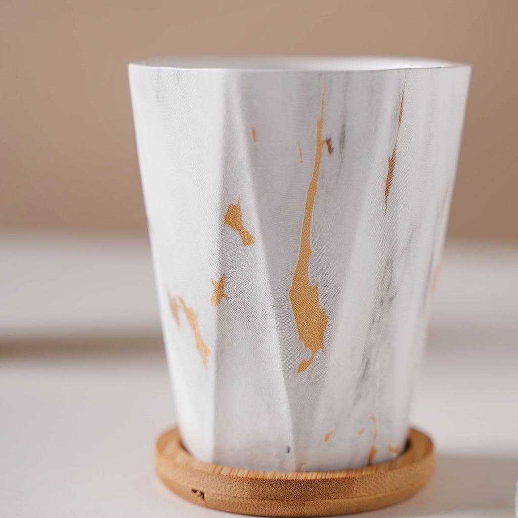 Carrara Elegant Brown Planter With Coaster Nestasia