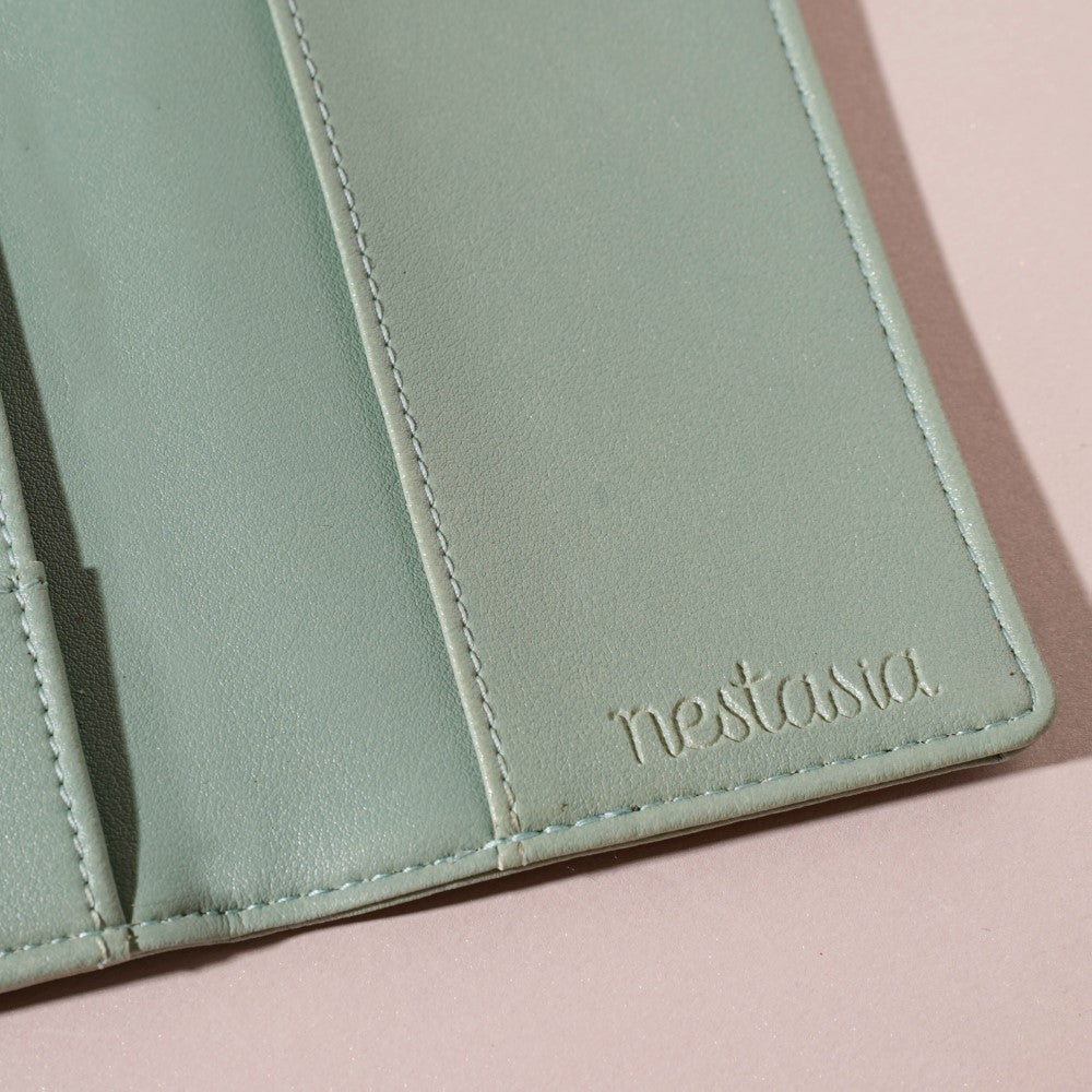 Flower Jar Two Fold Passport Cover Green Nestasia