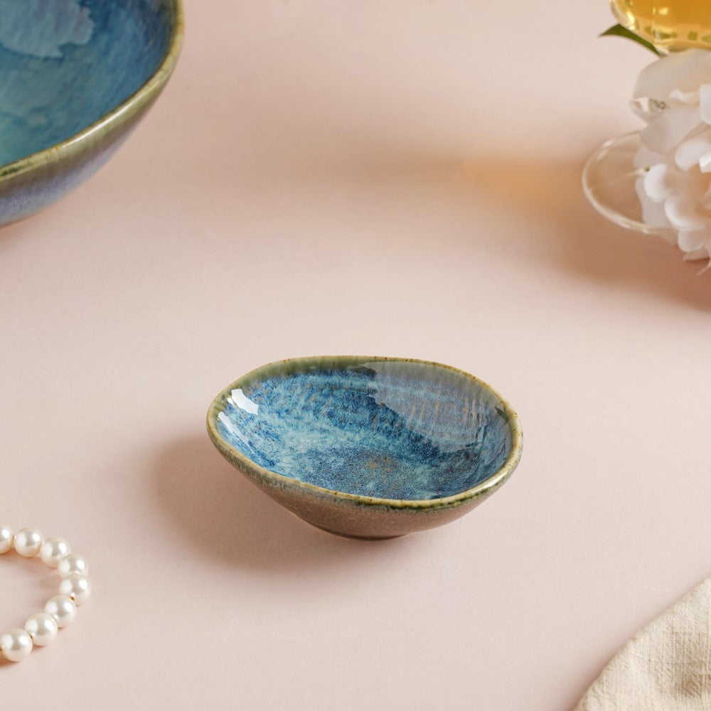Boracay Organic Shaped Ceramic Dip Bowl Blue 50 ml Nestasia