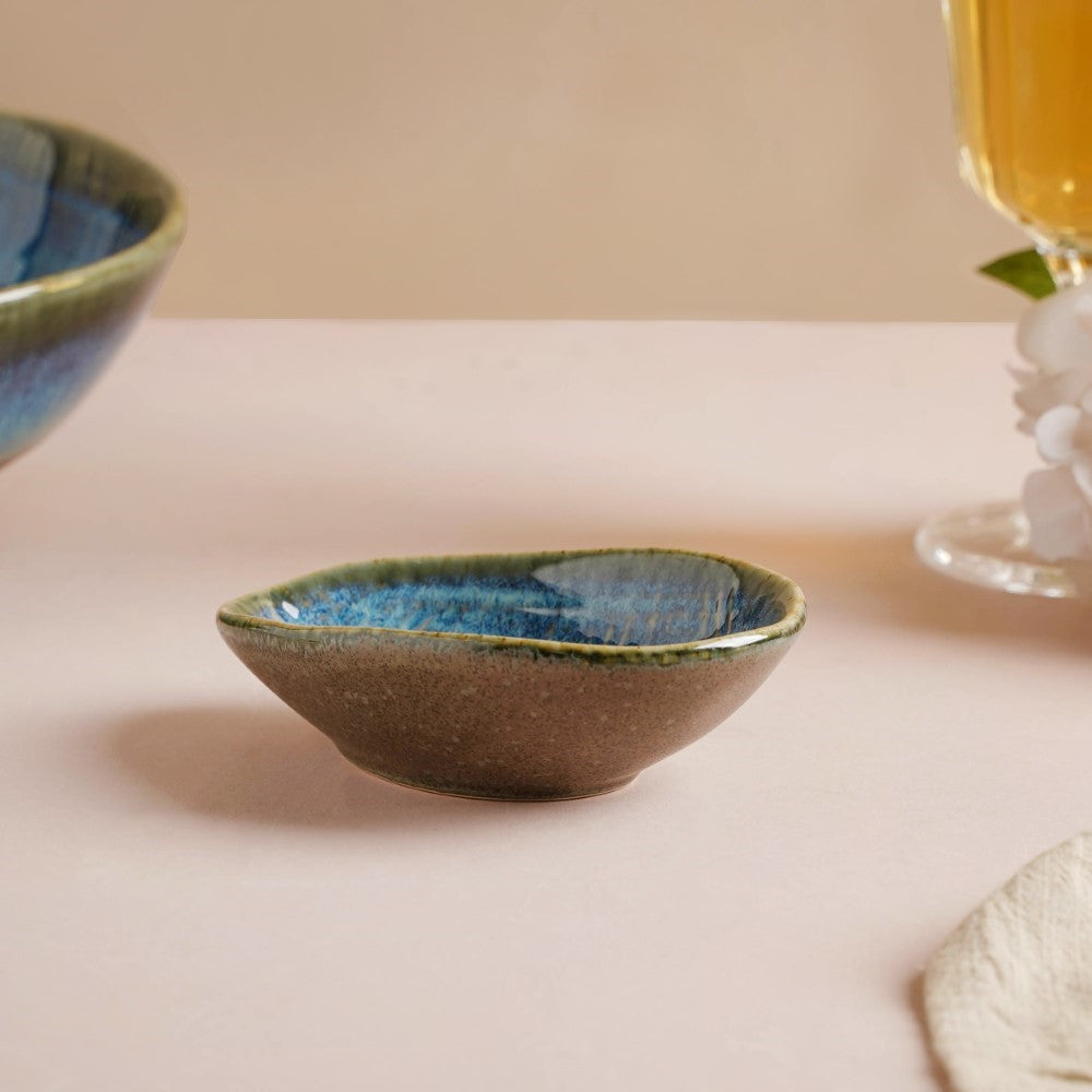 Boracay Organic Shaped Ceramic Dip Bowl Blue 50 ml Nestasia